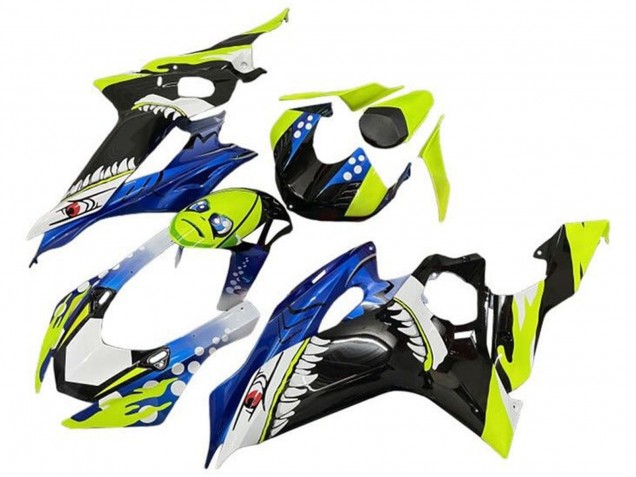 Mejores Carenados Moto Yamaha YZF R6 2017-2025 - Neon Amarillo Azul Tiburón
