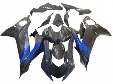 Mejores Carenado Moto Yamaha YZF R6 2017-2023 - Azul Negro Falso FibraCarbono