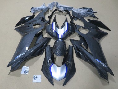 Mejores Carenados Moto Yamaha YZF R6 2017-2023 - Plata Azul Negro Falso FibraCarbono