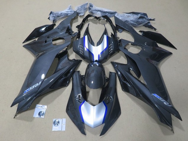 Mejores Carenados Moto Yamaha YZF R6 2017-2023 - Plata Azul Negro Falso FibraCarbono