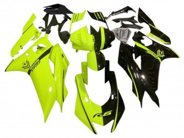 Mejores Carenados Moto Yamaha YZF R6 2017-2023 - Neon Amarillo Negro Brillante Dividir