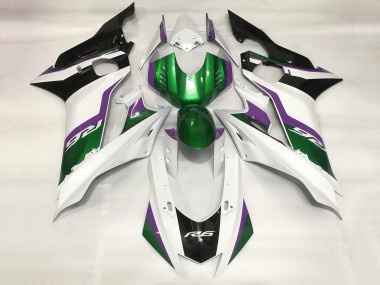 Mejores Carenados Moto Yamaha YZF R6 2017-2023 - Blanco Verde Púrpura Negro