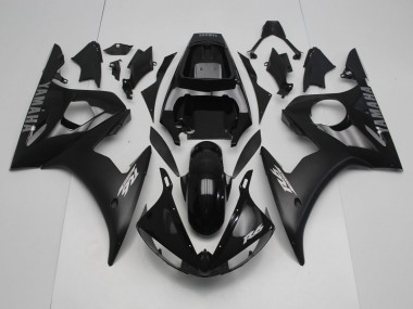 Mejores Carenados Moto Yamaha YZF R6 2005 - Negro Brillante Negro Mate Plata