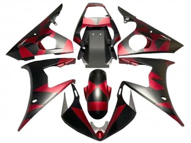 Mejores Carenados Moto Yamaha YZF R6 2003-2004 - Rojo Negro Mate Geométrico