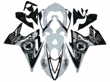 Mejores Carenados Moto Triumph Daytona 675 Triple 2013-2016 - Blanco Negro Brillante Cafe London