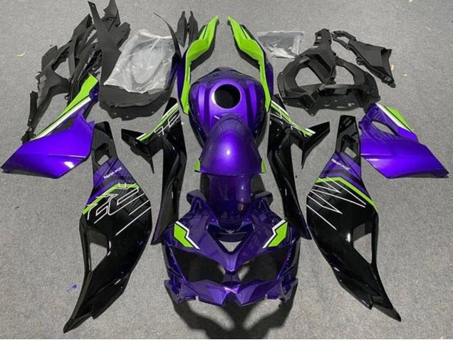 Mejores Carenados Moto Kawasaki ZX4R ZX-4RR 2019-2025 - Púrpura Verde Negro