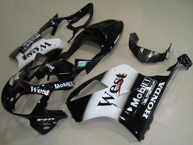Mejores Carenados Moto Honda VTR1000 2000-2006 - Negro Brillante Blanco West