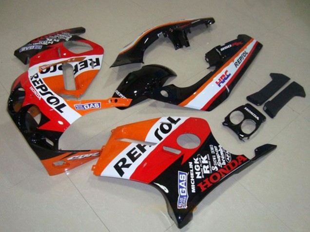 Mejores Carenados Moto Honda CBR250RR MC19 1988-1989 - Naranja Blanco Rojo Negro Brillante Repsol