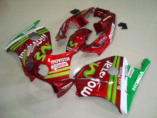 Mejores Carenados Moto Honda CBR250RR MC22 1990-1998 - Rojo Blanco Verde MoviStar
