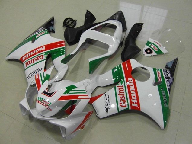 Mejores Carenados Moto Honda CBR600 F4i 2001-2003 - Blanco Rojo Verde Castrol
