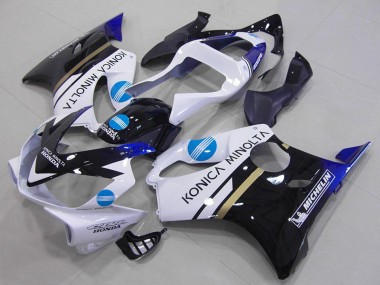 Mejores Carenados Moto Honda CBR600 F4i 2001-2003 - Blanco Azul Negro Brillante Konica Minolta
