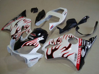 Mejores Carenados Moto Honda CBR600 F4i 2001-2003 - Blanco Rojo Negro Brillante Llama