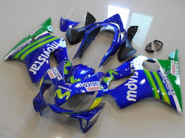 Mejores Carenados Moto Honda CBR600 F4i 2004-2007 - Azul Verde MoviStar Castrol