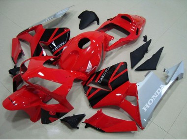 Mejores Carenados Moto Honda CBR600RR 2003-2004 - Rojo Plata Negro Brillante