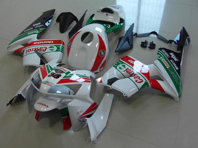 Mejores Carenados Moto Honda CBR600RR 2005-2006 - Blanco Rojo Verde Castrol 38