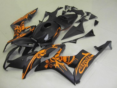 Mejores Carenados Moto Honda CBR600RR 2007-2008 - Negro Mate Naranja Cráneo
