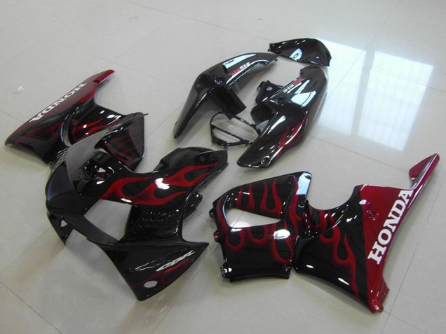 Mejores Carenados Moto Honda CBR900RR 919 1998-1999 - Negro Brillante Rojo Llama