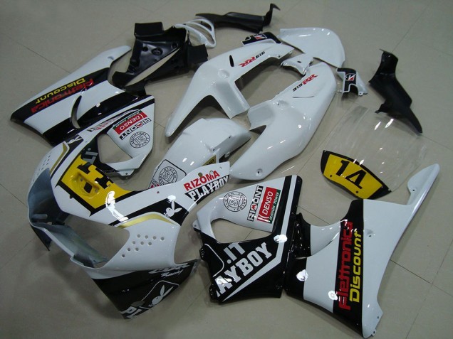 Mejores Carenados Moto Honda CBR900RR 919 1998-1999 - Blanco Amarillo Negro Brillante Playboy 14