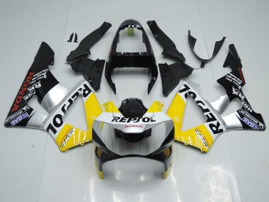 Mejores Carenado Moto Honda CBR900RR 929 2000-2001 - Amarillo Plata Negro Brillante Repsol