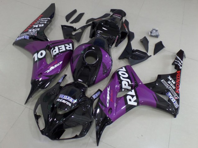 Mejores Carenados Moto Honda CBR1000RR 2006-2007 - Negro Brillante Púrpura Repsol
