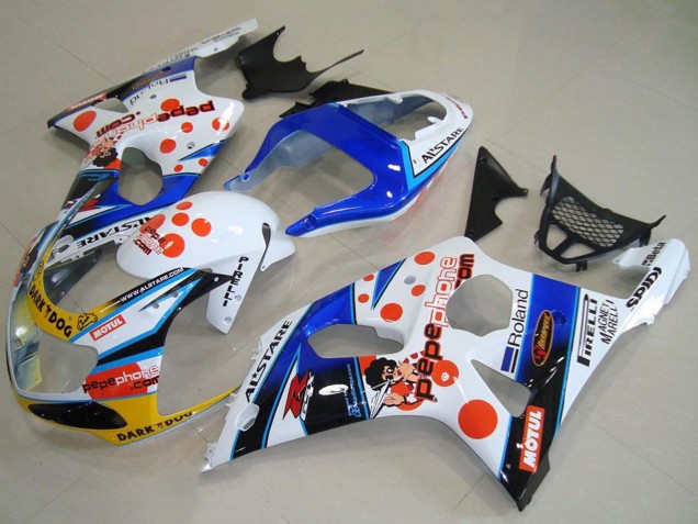 Mejores Carenados Moto Suzuki GSXR 1000 2000-2002 - Blanco Azul Rojo Amarillo Negro Dark Dog Motul Pepe Phone