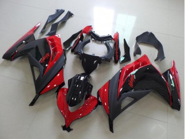 Mejores Carenados Moto Kawasaki ZX300R 2013-2018 - Rojo Negro Brillante Negro Mate