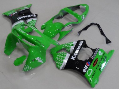 Mejores Carenados Moto Kawasaki ZX6R 1998-1999 - Verde Blanco Plata Negro Brillante