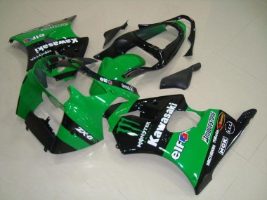 Mejores Carenados Moto Kawasaki ZX6R 2000-2002 - Verde Negro Brillante Monstruo