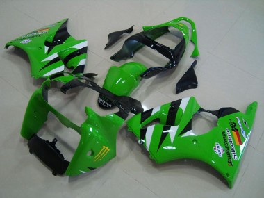 Mejores Carenados Moto Kawasaki ZX6R 2000-2002 - Verde Blanco Negro Brillante