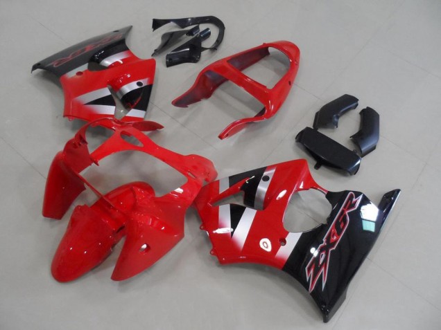 Mejores Carenados Moto Kawasaki ZX6R 2000-2002 - Rojo Plata Negro Brillante OEM Estilo
