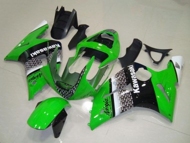 Mejores Carenado Moto Kawasaki ZX6R 2003-2004 - Verde Blanco Negro