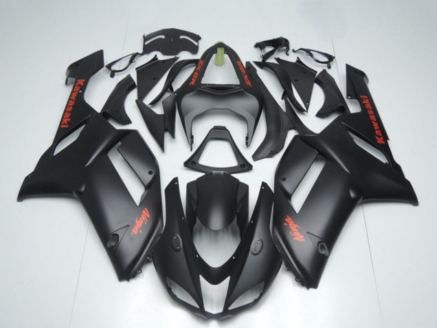 Mejores Carenados Moto Kawasaki ZX6R 2007-2008 - Negro Mate Rojo Sticker