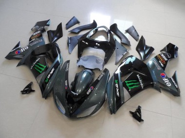 Mejores Carenados Moto Kawasaki ZX10R 2006-2007 - Negro Brillante Negro Mate Verde Elf Touch4 Monstruo Energy