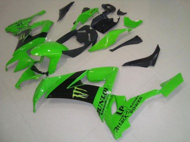 Mejores Carenados Moto Kawasaki ZX10R 2008-2010 - Verde Negro Monstruo Dunlop