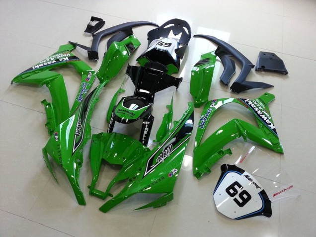 Mejores Carenados Moto Kawasaki ZX10R 2011-2015 - Verde Negro Brillante Elf Henleys Vent-Axia 69