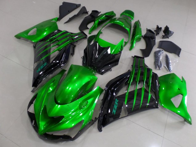 Mejores Carenados Moto Kawasaki ZX14R ZZR1400 2012-2024 - Verde Negro Brillante