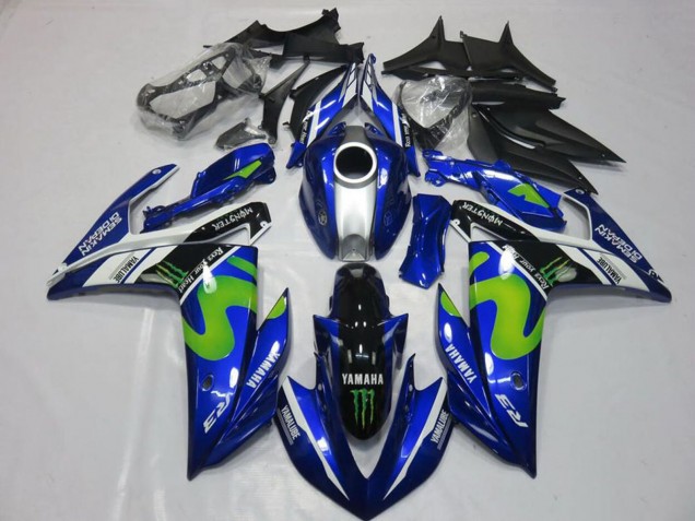 Mejores Carenados Moto Yamaha YZF R3 2015-2018 - Azul Blanco Negro Verde MoviStar Monstruo