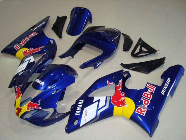 Mejores Carenados Moto Yamaha YZF R1 2000-2001 - Azul Blanco Amarillo Rojo Bull