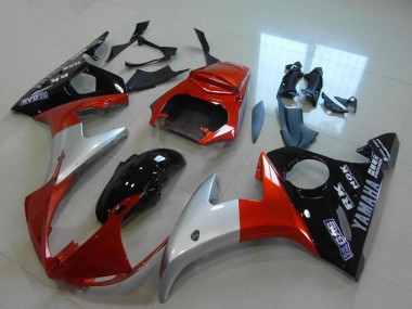 Mejores Carenados Moto Yamaha YZF R6 2003-2004 - Rojo Plata Negro Brillante