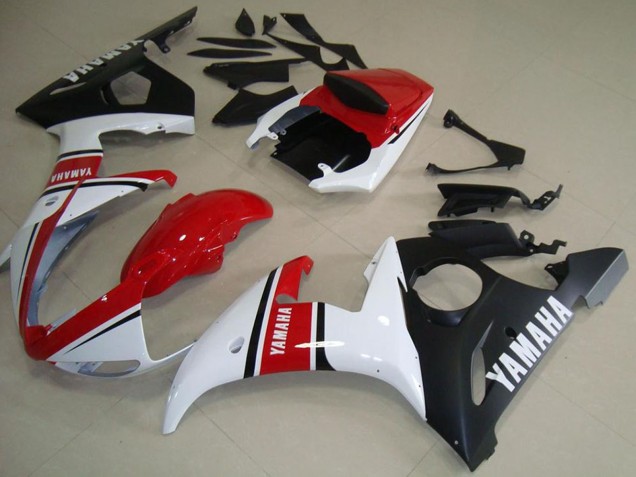 Mejores Carenados Moto Yamaha YZF R6 2003-2004 - Blanco Rojo Negro Mate