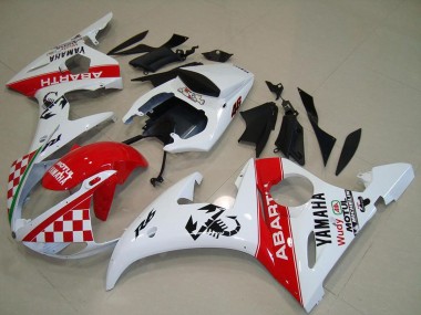 Mejores Carenados Moto Yamaha YZF R6 2003-2004 - Blanco Rojo Abarth Motul