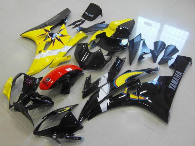 Mejores Carenados Moto Yamaha YZF R6 2006-2007 - Amarillo Blanco Rojo Negro Brillante
