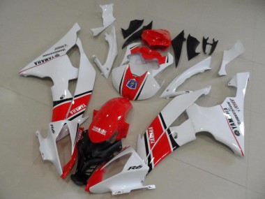 Mejores Carenados Moto Yamaha YZF R6 2008-2016 - Blanco Rojo Negro Raya OEM Estilo