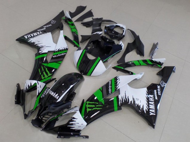 Mejores Carenados Moto Yamaha YZF R6 2008-2016 - Blanco Negro Brillante Verde Monstruo Motul
