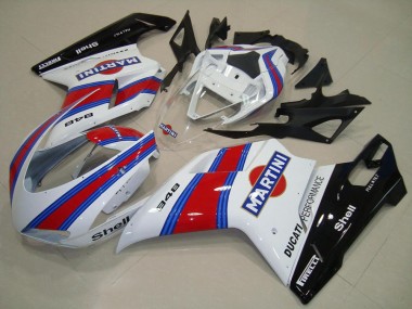 Mejores Carenados Moto Ducati 848 2007-2014 - Blanco Rojo Verde Negro Brillante Martini