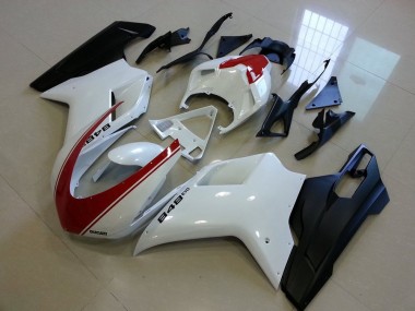 Mejores Carenados Moto Ducati 848 2007-2014 - Blanco Rojo Negro Mate