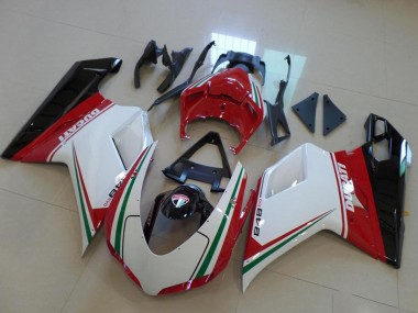 Mejores Carenado Moto Ducati 848 2007-2014 - Blanco Rojo Verde Negro Brillante