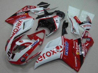 Mejores Carenado Moto Ducati 848 1098 1198 2007-2014 - Blanco Rojo Negro Brillante Valsir Xerox OEM Estilo 21