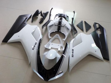 Mejores Carenado Moto Ducati 848 2007-2014 - Blanco Negro Mate