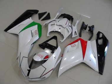 Mejores Carenados Moto Ducati 848 1098 1198 2007-2014 - Blanco Brillante Rojo Verde Negro Brillante